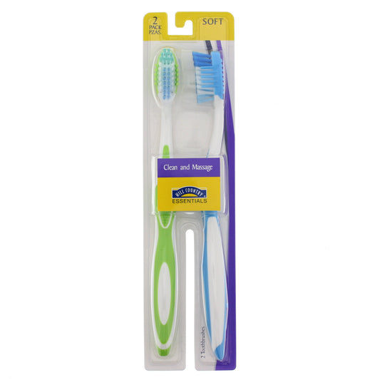 Hill Country Essentials Clean and Massage Soft Toothbrushes - Colors May Vary
