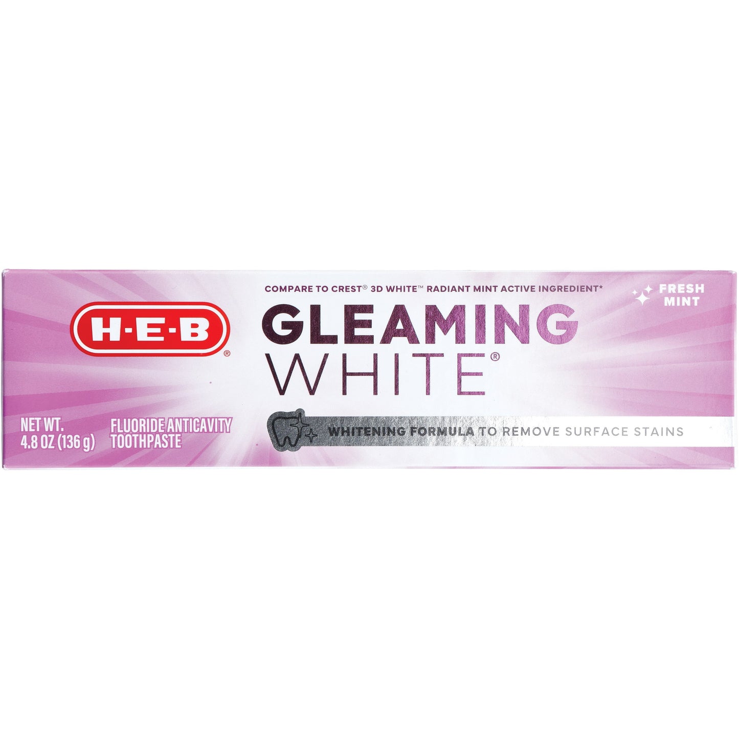 H-E-B Gleaming White Fluoride Anticavity Toothpaste - Fresh Mint