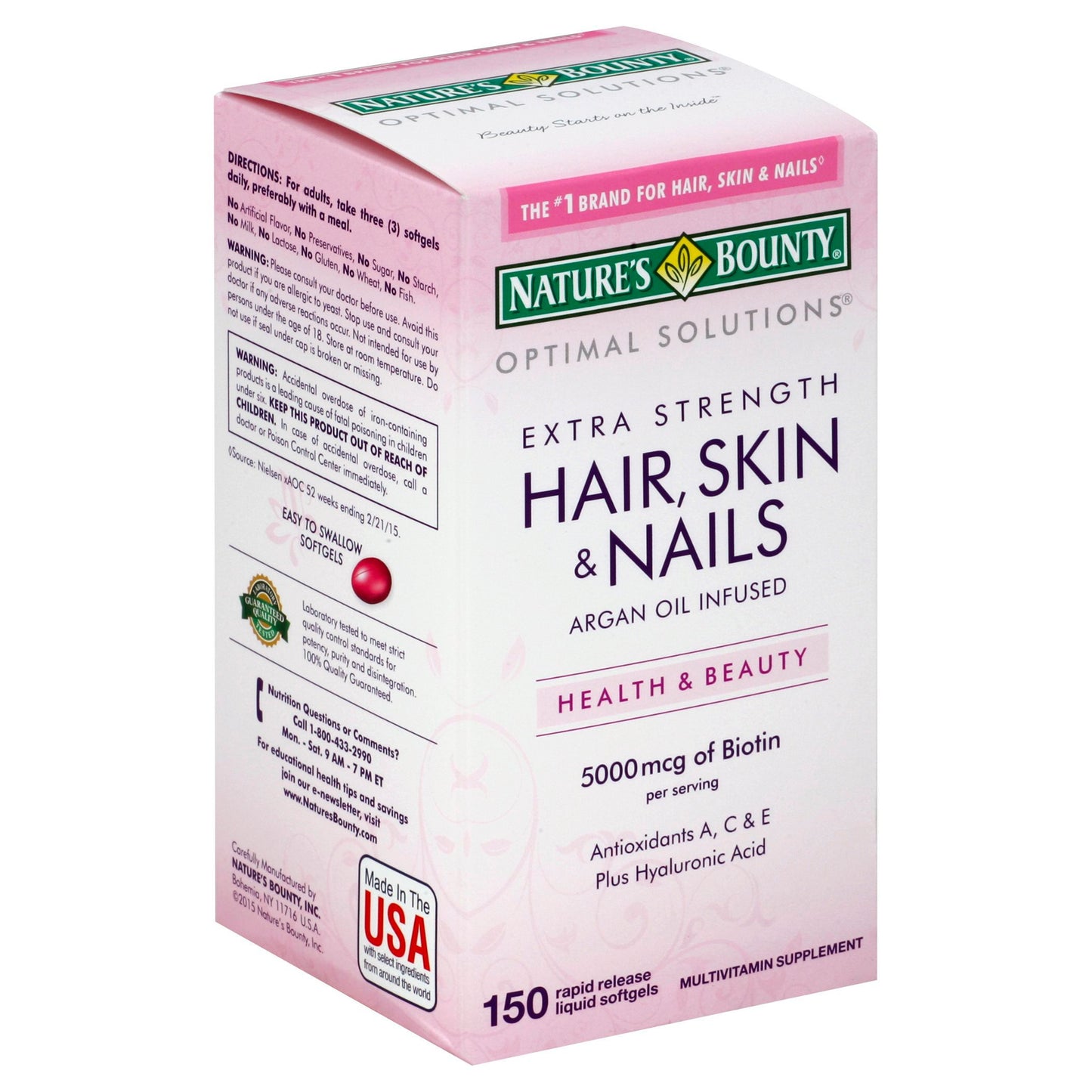 Nature's Bounty Optimal Solutions Extra Strength Hair Skin & Nails Multivitamin Softgels