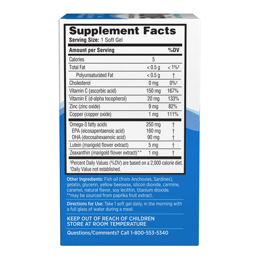 Bausch & Lomb Ocuvite Eye Vitamin and Mineral Supplement Eye Health Formula Softgels