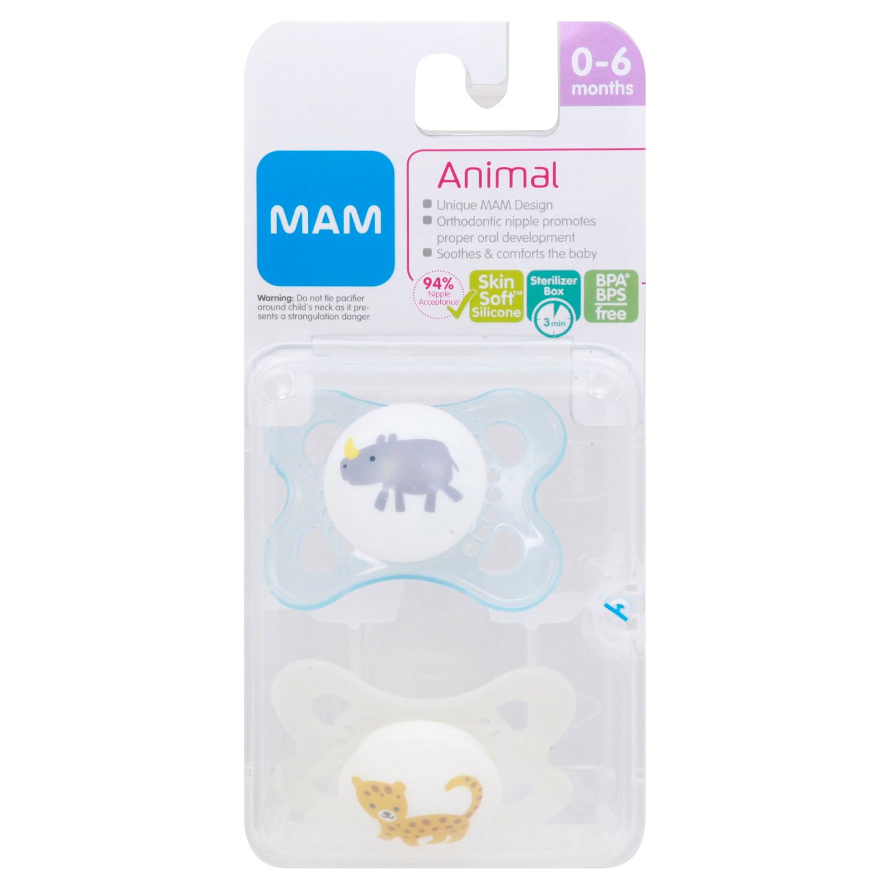 MAM Silicone Pacifier (0-6 Months) - Animal Design