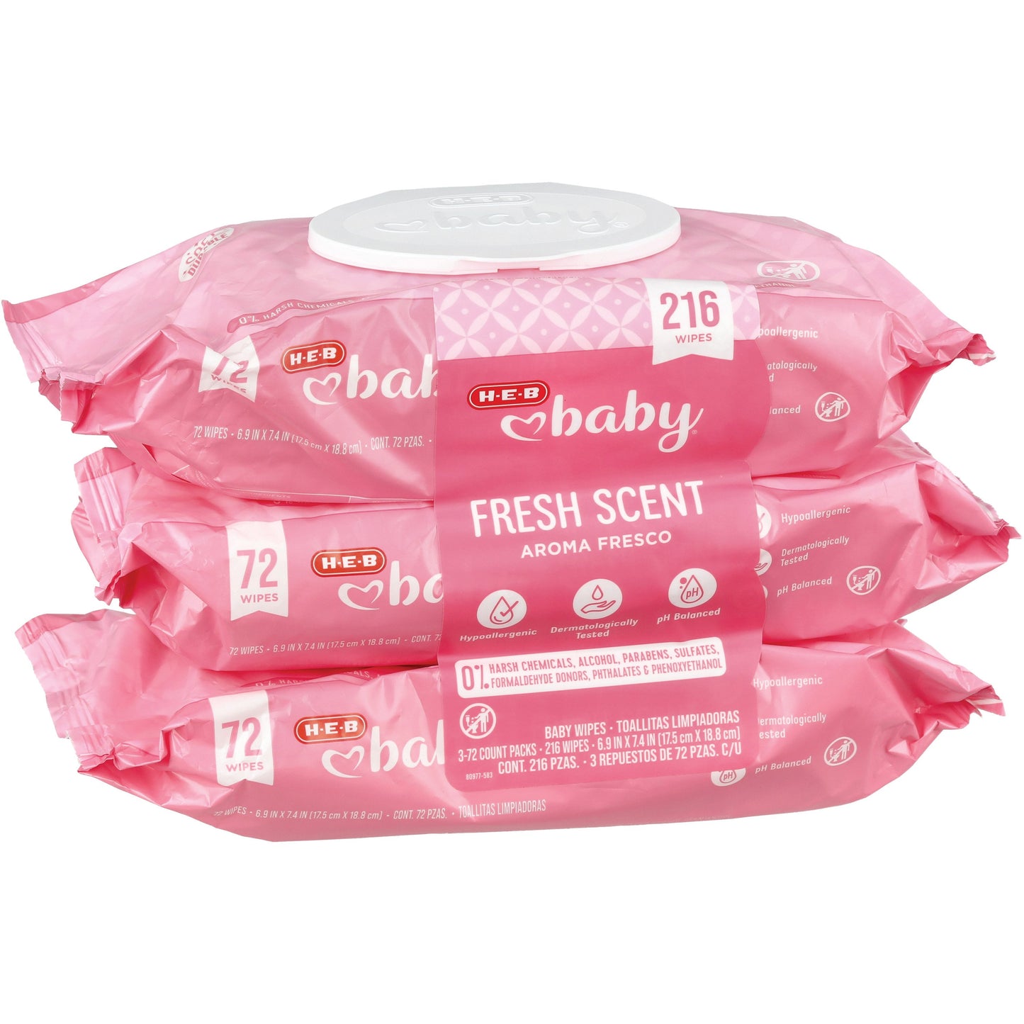 H-E-B Baby Wipes - Fresh Scent, 3 pk