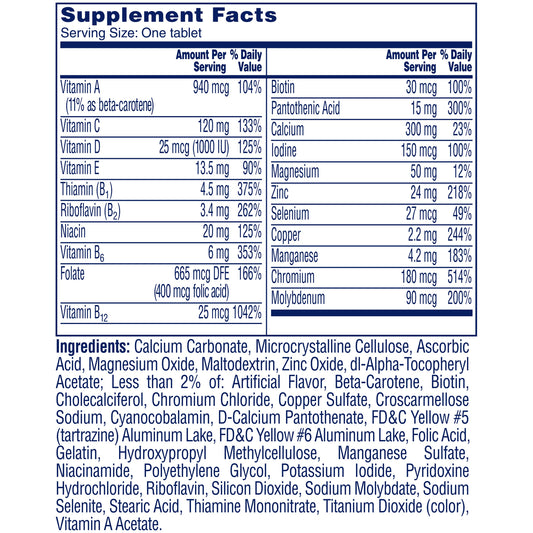 One A Day Women's Multivitamin/Multimineral Supplement 50+ Healthy Advantage Tablets