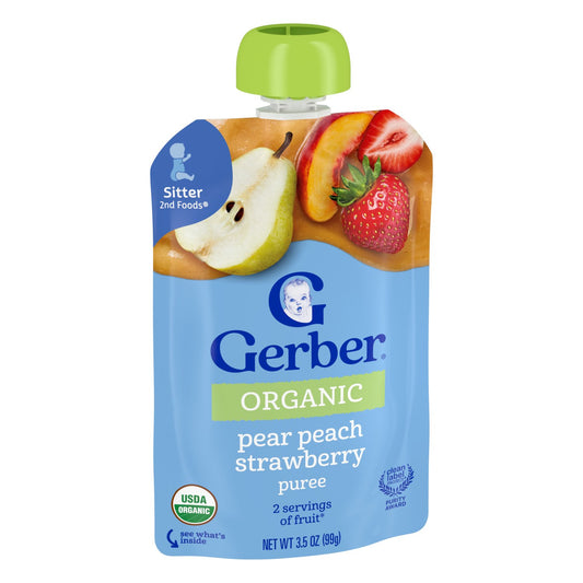 Gerber Organic for Baby Food Pouch - Pear Peach & Strawberry