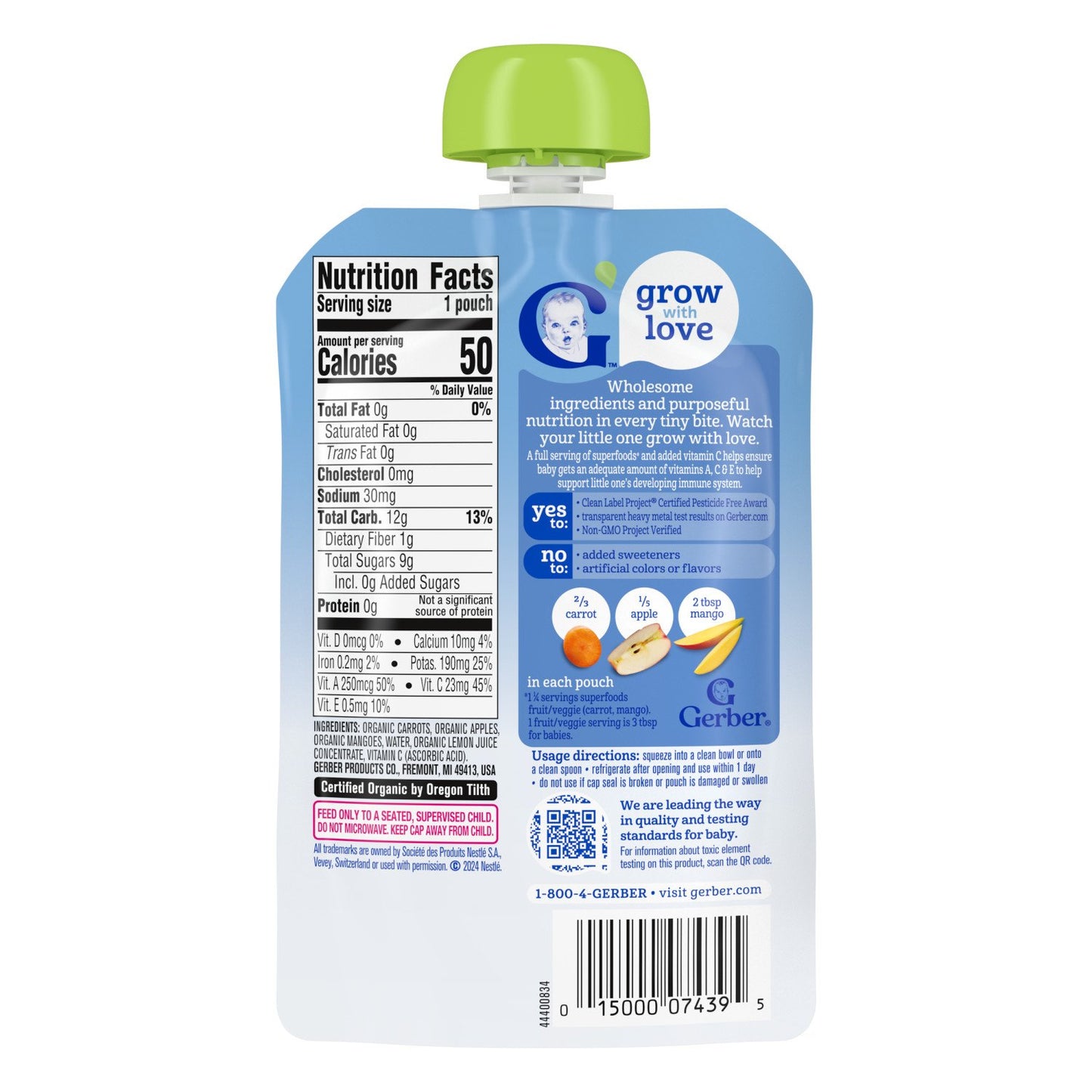 Gerber Organic for Baby Wonderfoods Pouch - Carrot Apple & Mango