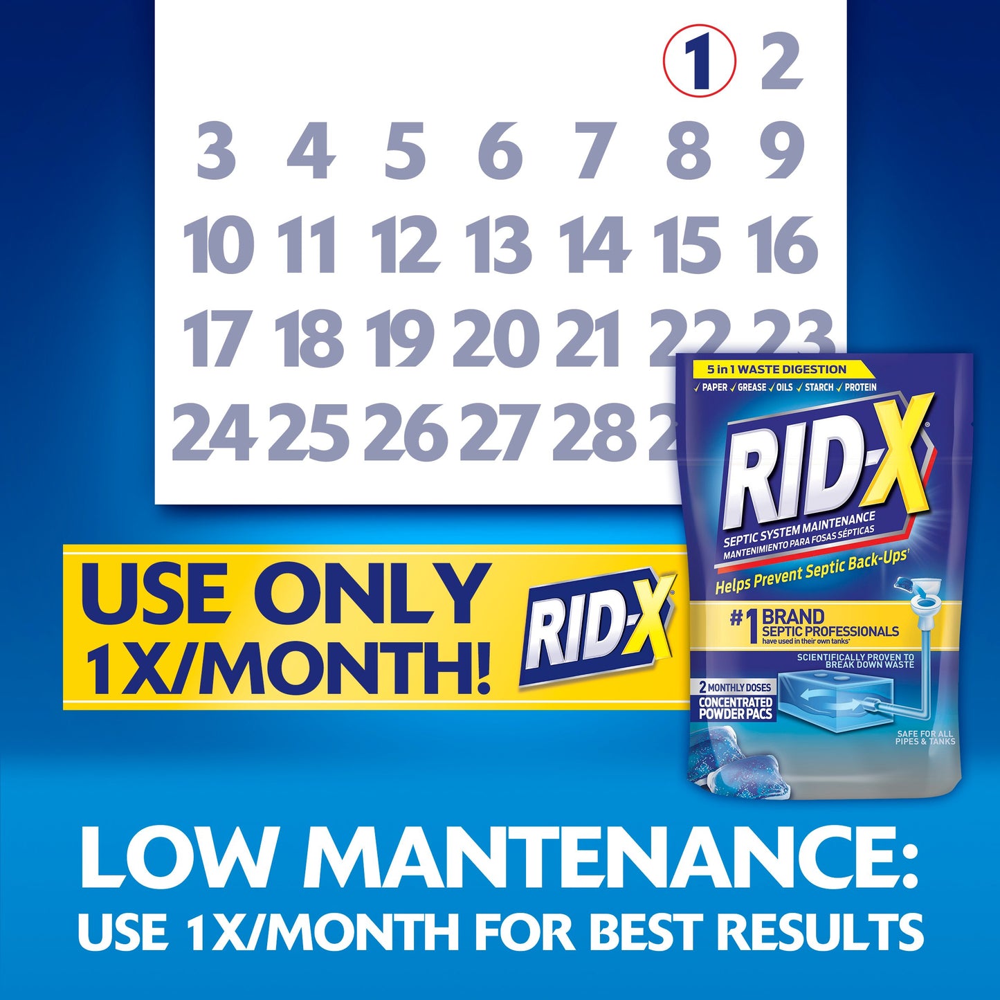 RID-X Septic Tank Treatment, 3 Month Supply Of Septi-Pacs