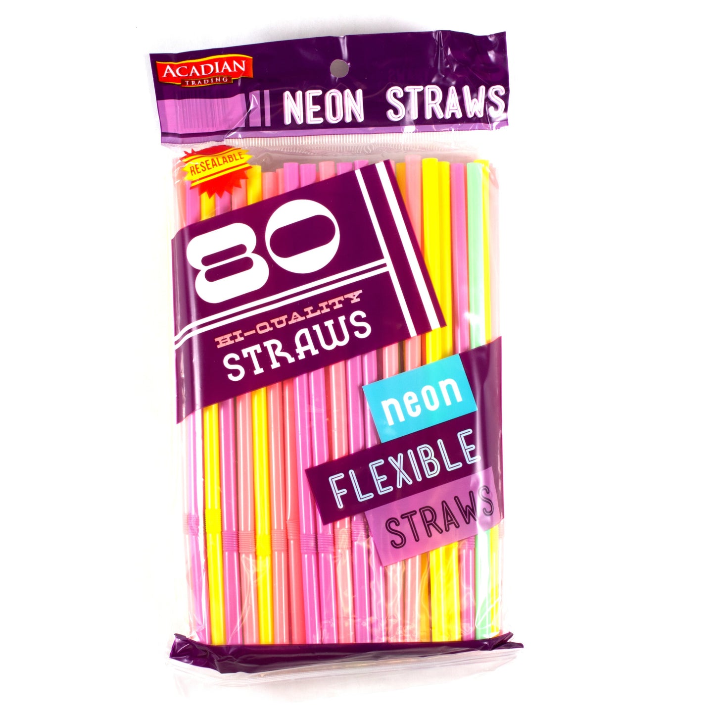 Acadian Trading Neon Flexible Straws
