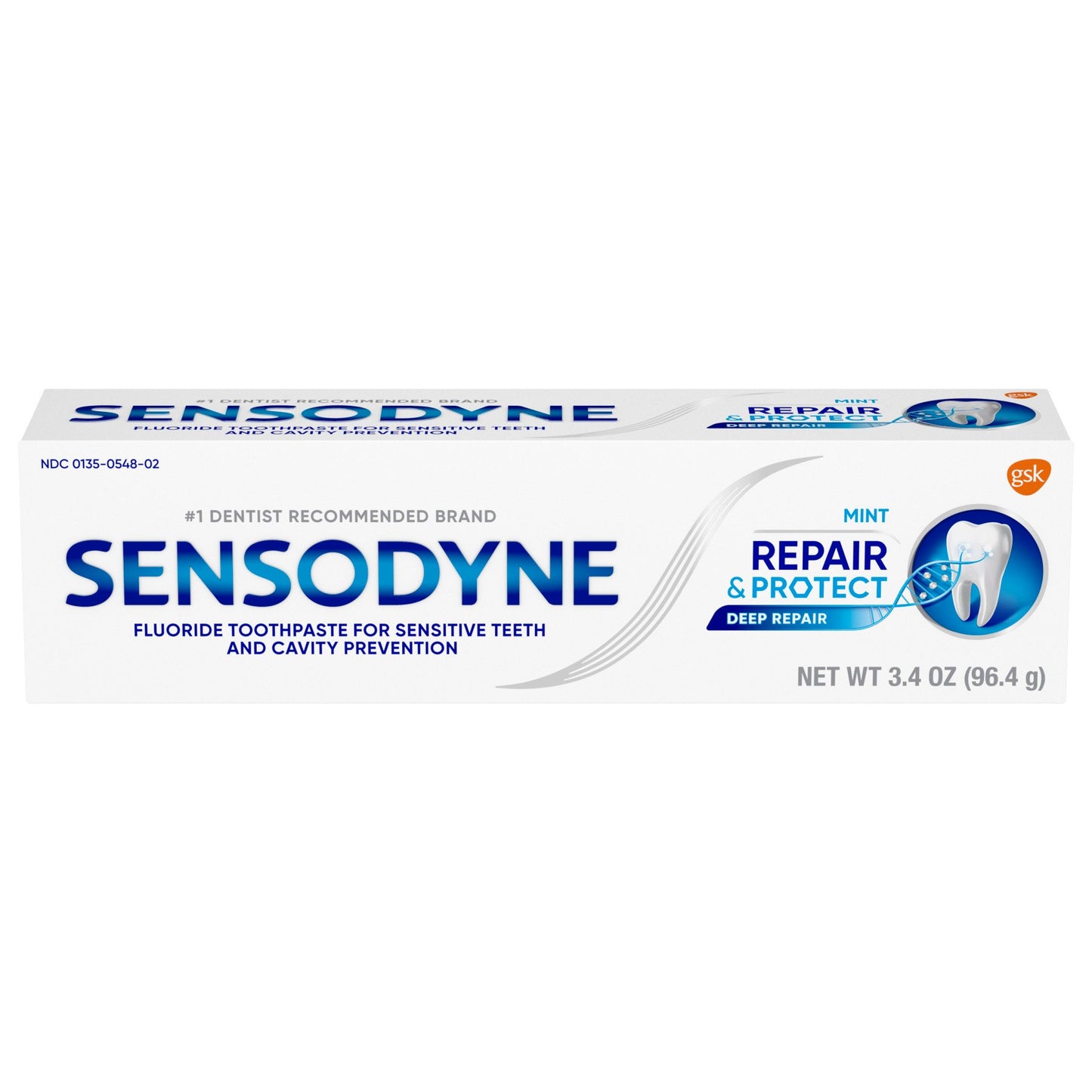 Sensodyne Repair and Protect Mint Toothpaste, Toothpaste for Sensitive Teeth and Cavity Prevention
