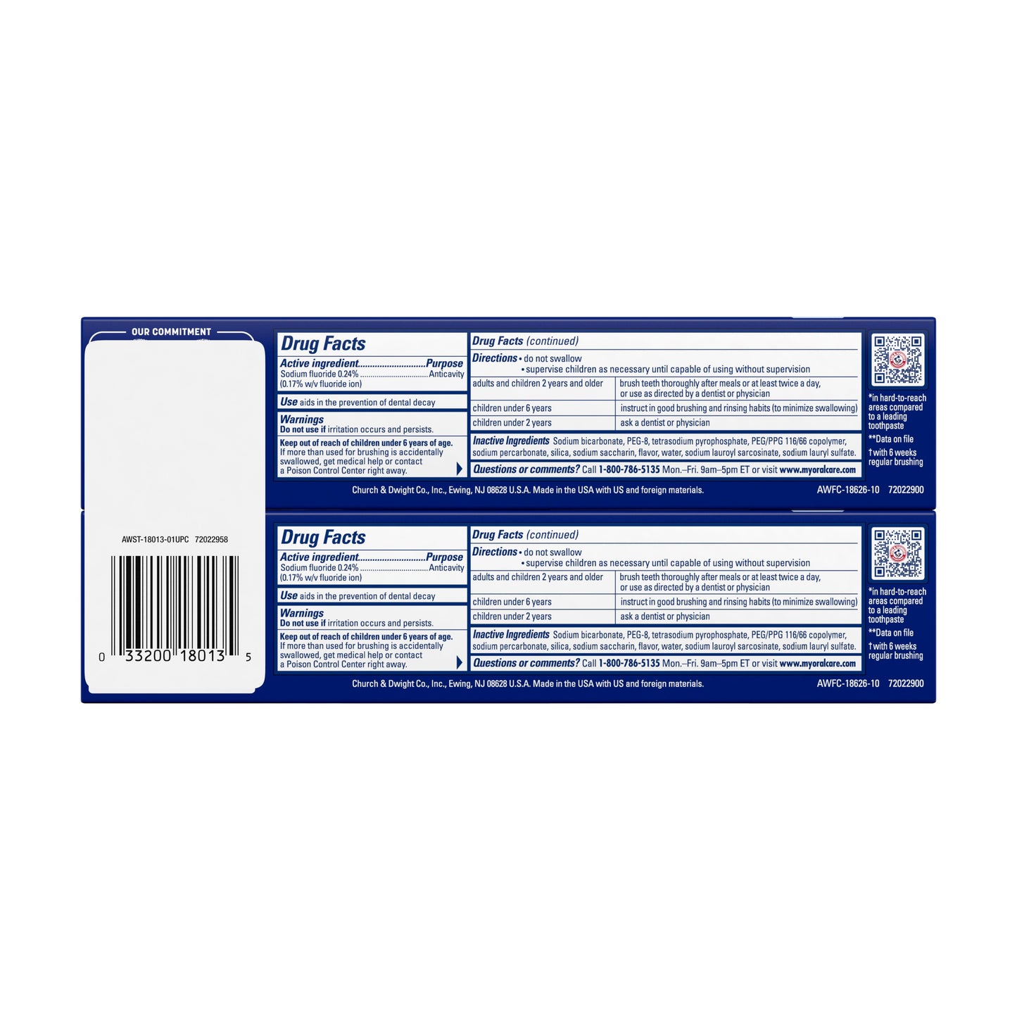 Arm & Hammer Advance White Clean Mint Anticavity Fluoride Toothpaste, 2 Pk