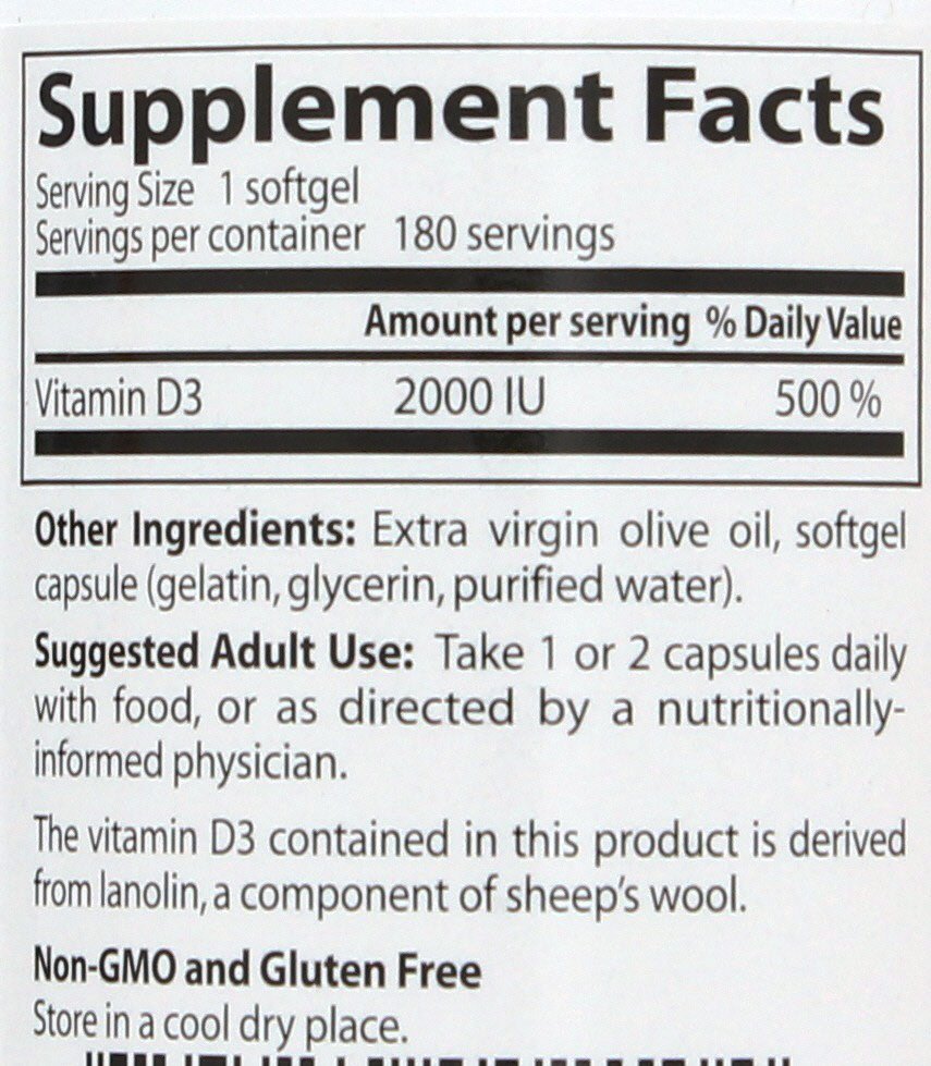 Doctor's Best Vitamin D-3 2000 IU Softgel Capsules