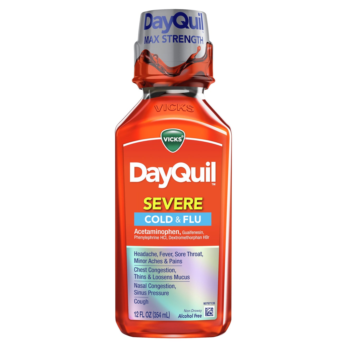 Vicks DayQuil SEVERE Cough, Cold & Flu Multi-Symptom Relief Liquid, Original Flavor