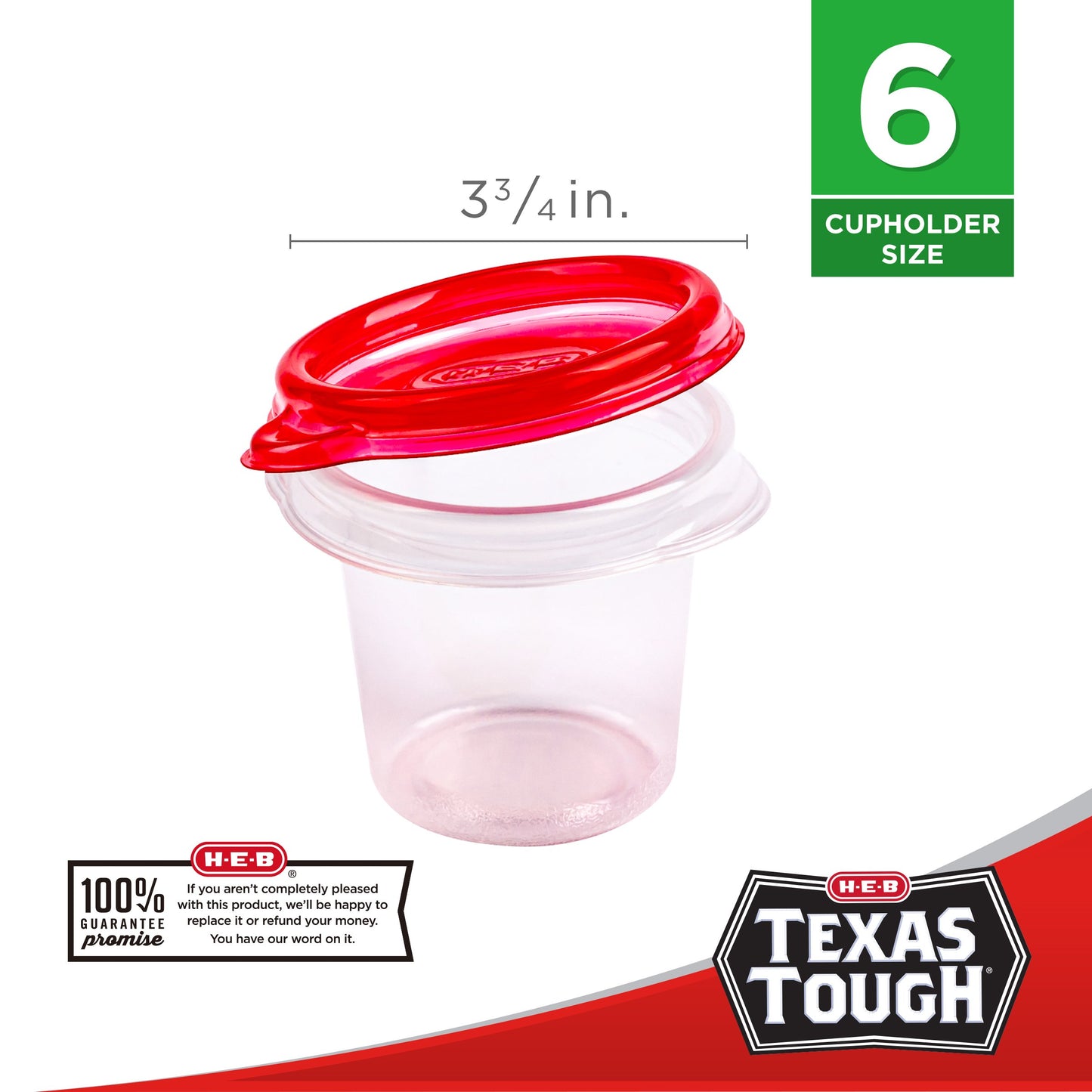 H-E-B Texas Tough Snack-N-Go Food Storage Containers & Lids, 6 pk
