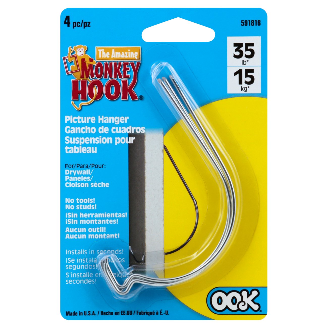 OOK Amazing Monkey Hook Picture Hanger Set