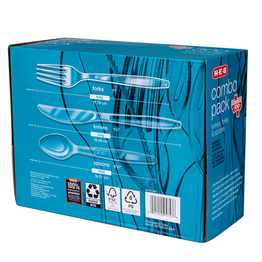 H-E-B Clear Plastic Knives, Forks & Spoons Combo - Texas-Size Pack