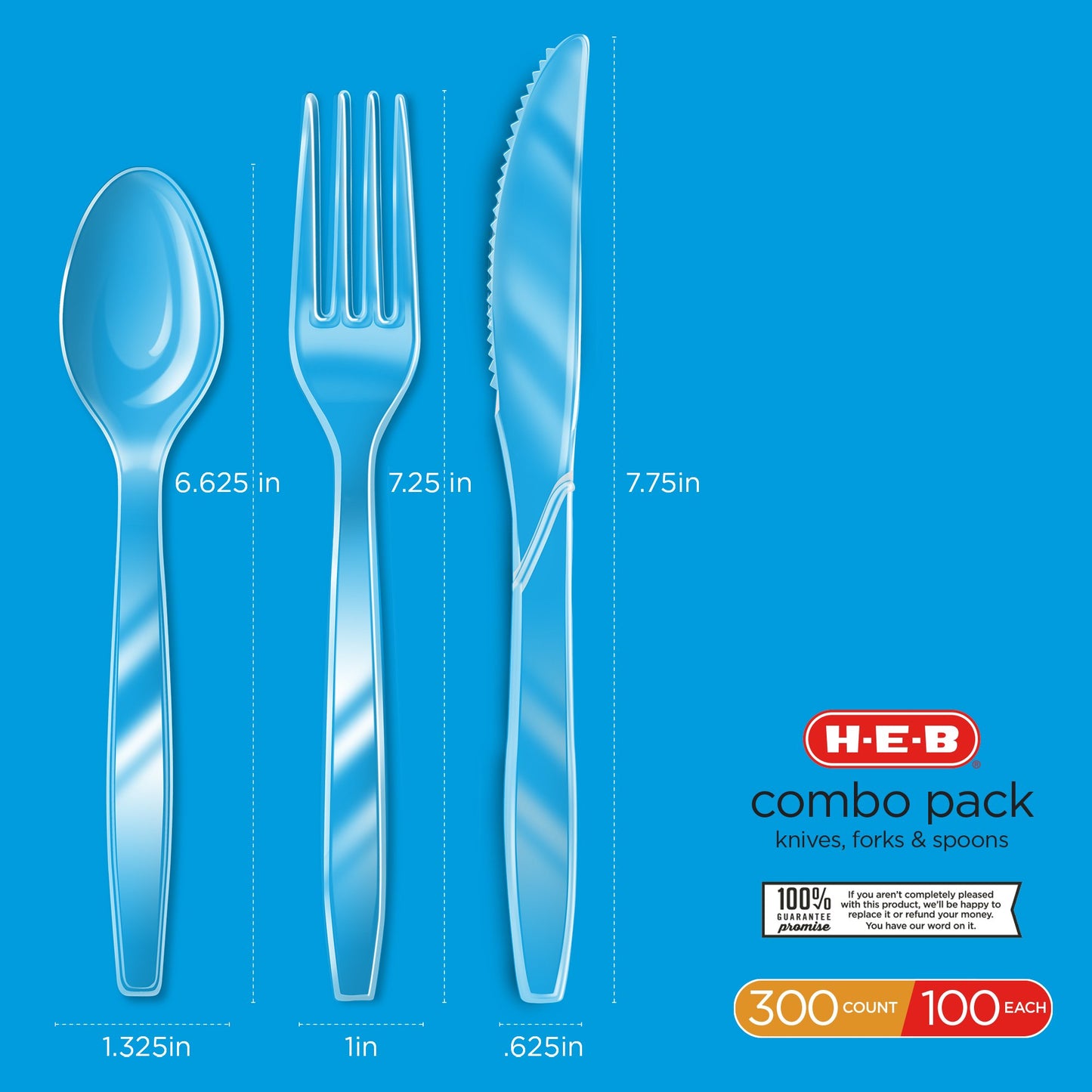 H-E-B Clear Plastic Knives, Forks & Spoons Combo - Texas-Size Pack