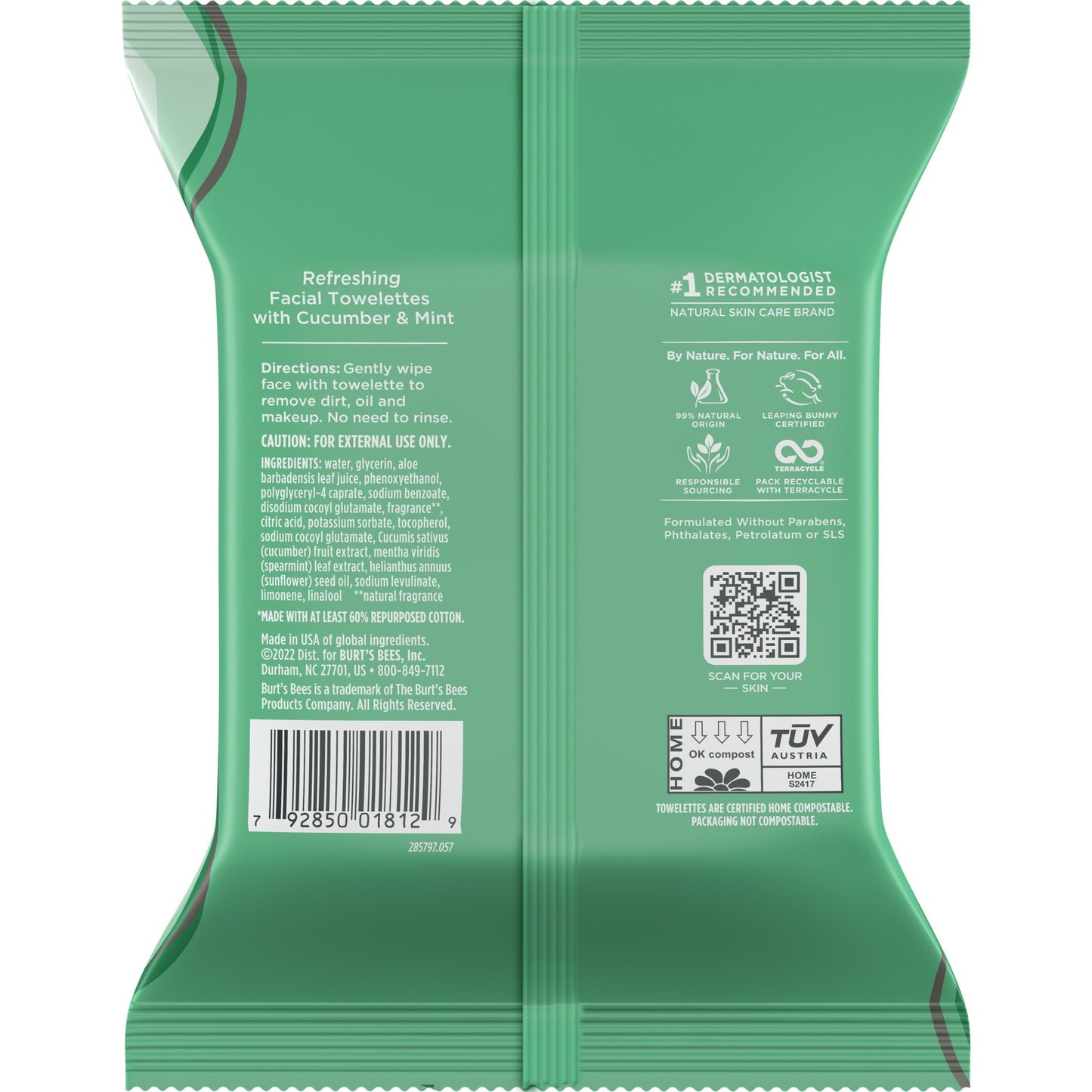 Burt's Bees Refreshing Facial Towelettes - Cucumber & Mint