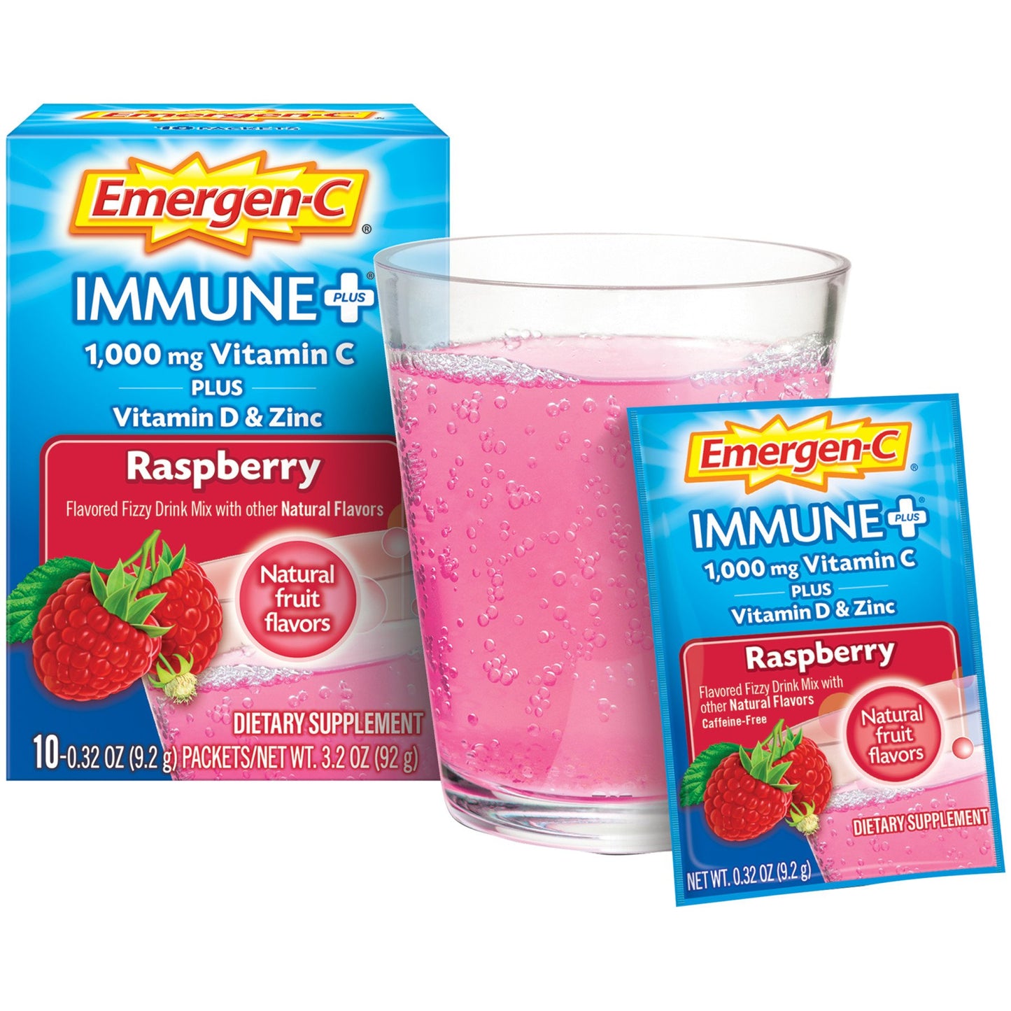 Emergen-C Immune+ Triple Action Immune Support Powder, BetaVia (R), 1000mg Vitamin C, B
Vitamins, Vitamin D and Antioxidants, Raspberry