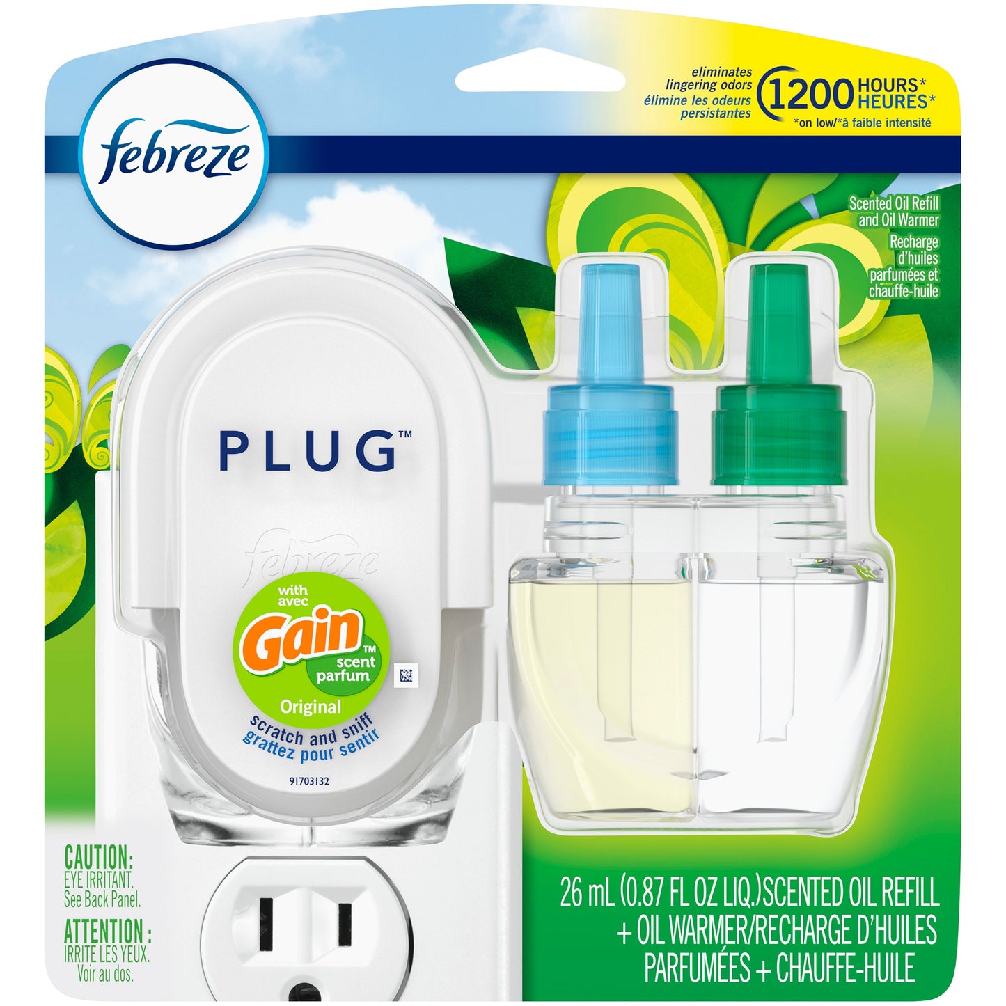 Febreze Plug Air Freshener Oil Refill and Oil Warmer Starter Kit - Gain Original