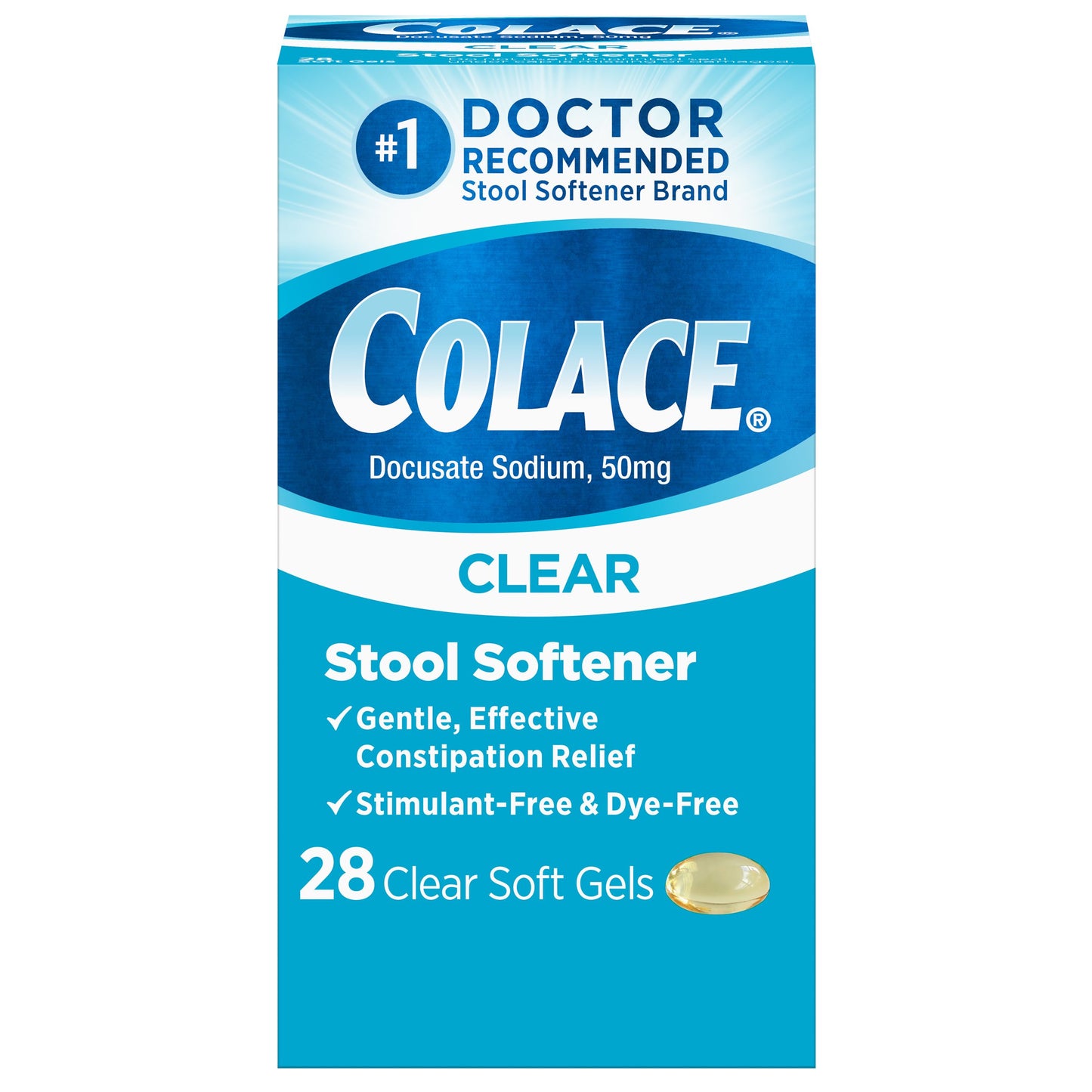Colace Stool Softener 50 mg Clear Soft Gels