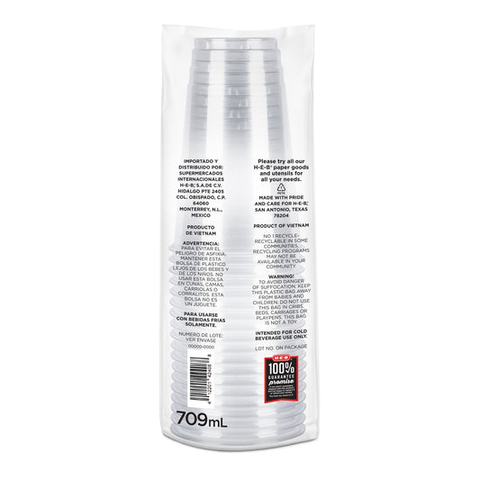 H-E-B 24 oz Clear Plastic Cups