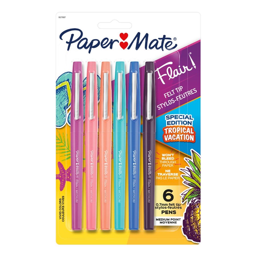 Paper Mate Flair! Tropical Vacation 0.7mm Felt Tip Pens - Assorted Ink