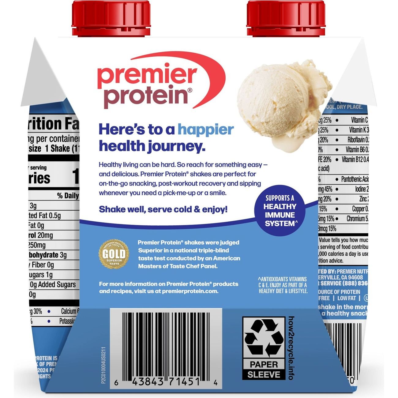 Premier Protein 30g Protein Shakes 4 pk Bottles - Vanilla