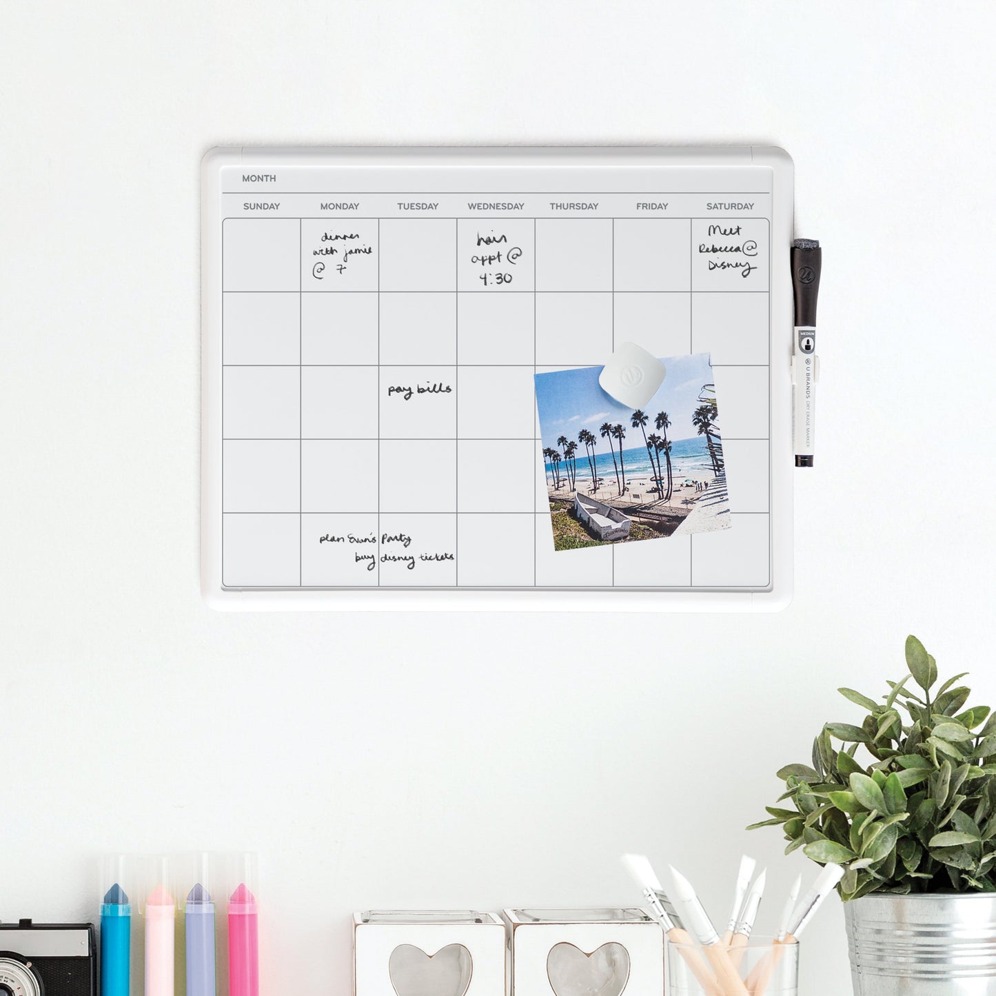 U Brands Contempo Magnetic Dry Erase Calendar Board