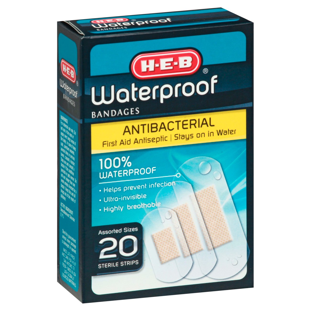 H-E-B Waterproof Antibacterial Bandages - Assorted Sizes