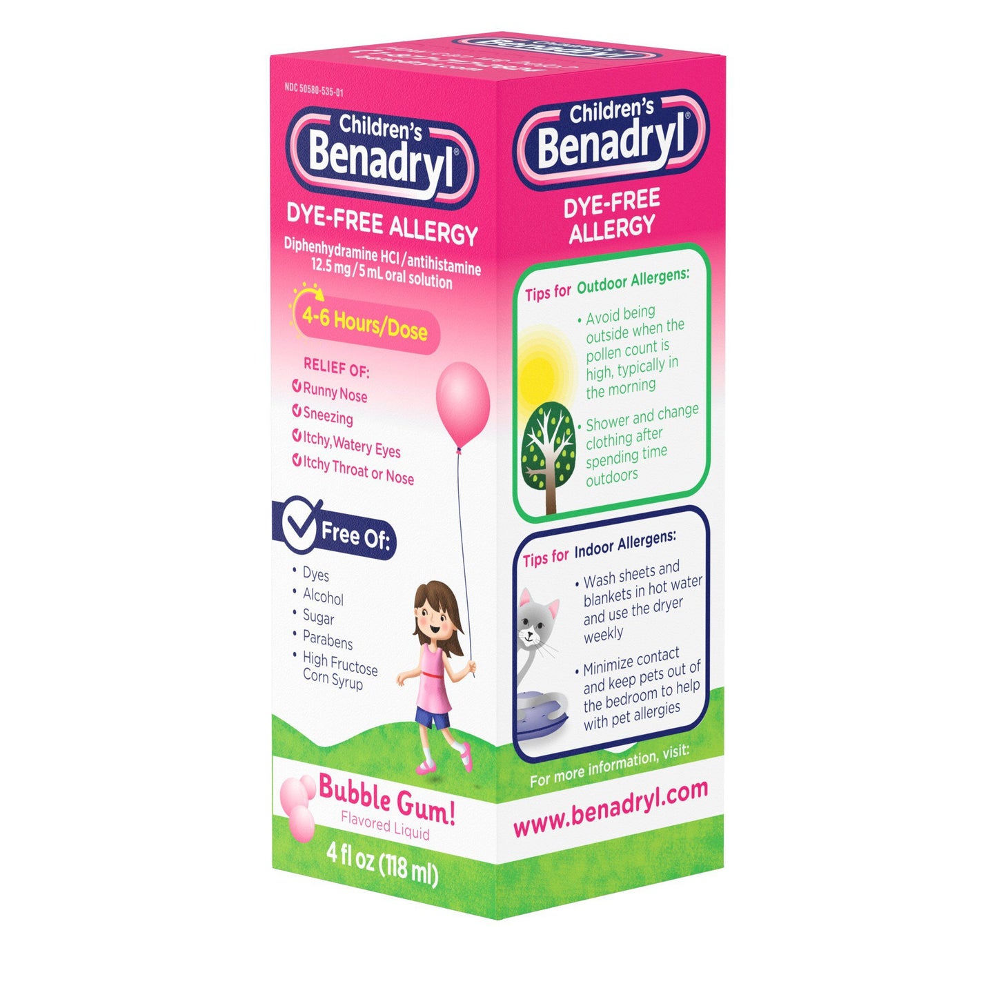 Benadryl Children's Dye-Free Allergy Liquid - Bubble Gum