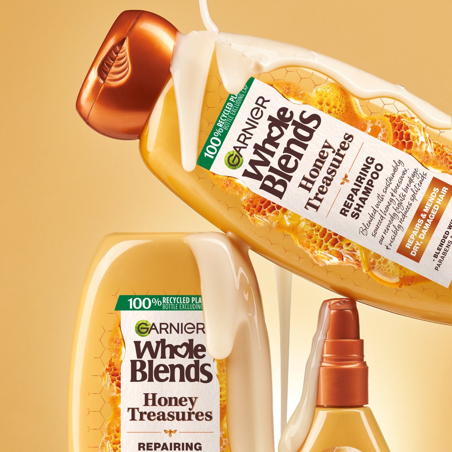 Garnier Whole Blends Honey Treasures Repairing Shampoo, For Damaged Hair