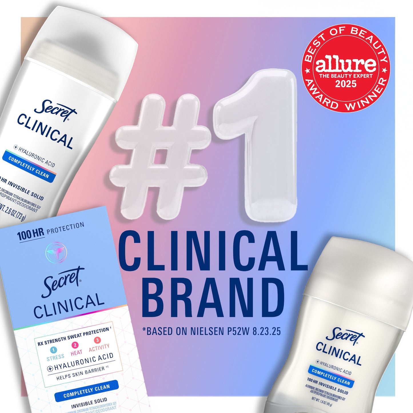 Secret Clinical Strength Invisible Solid Antiperspirant And Deodorant - Completely Clean