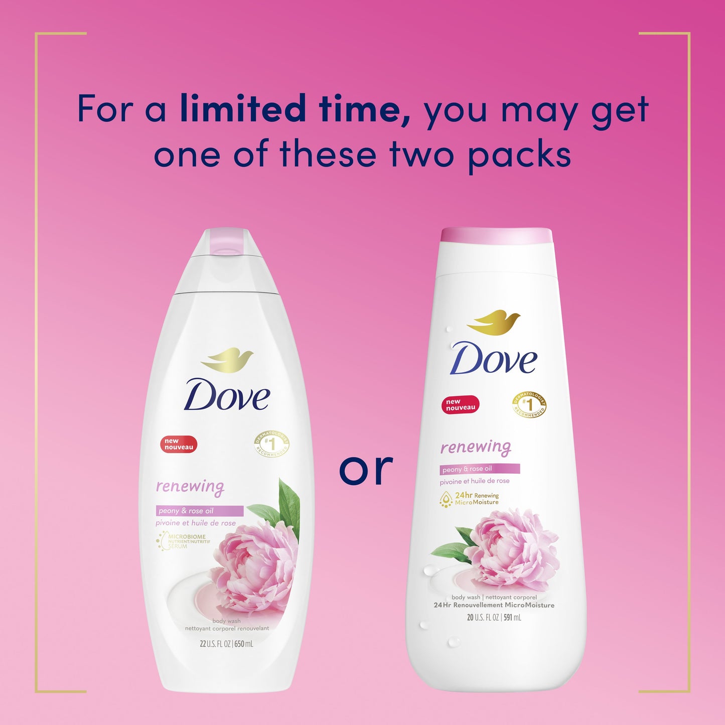 Dove Renewing Body Wash - Peony & Rose Oil