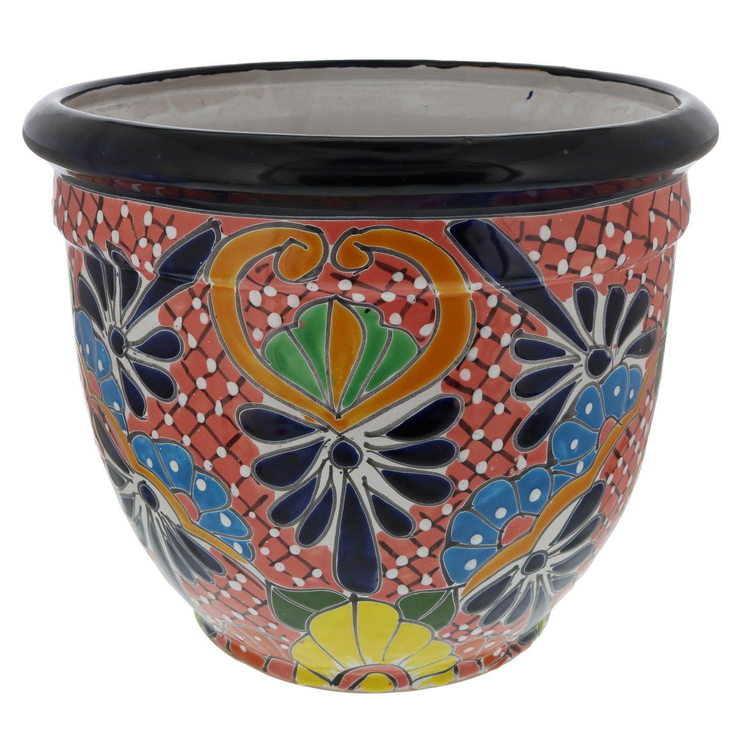 Blue Orange Pottery Bala Talavera Clay Planter