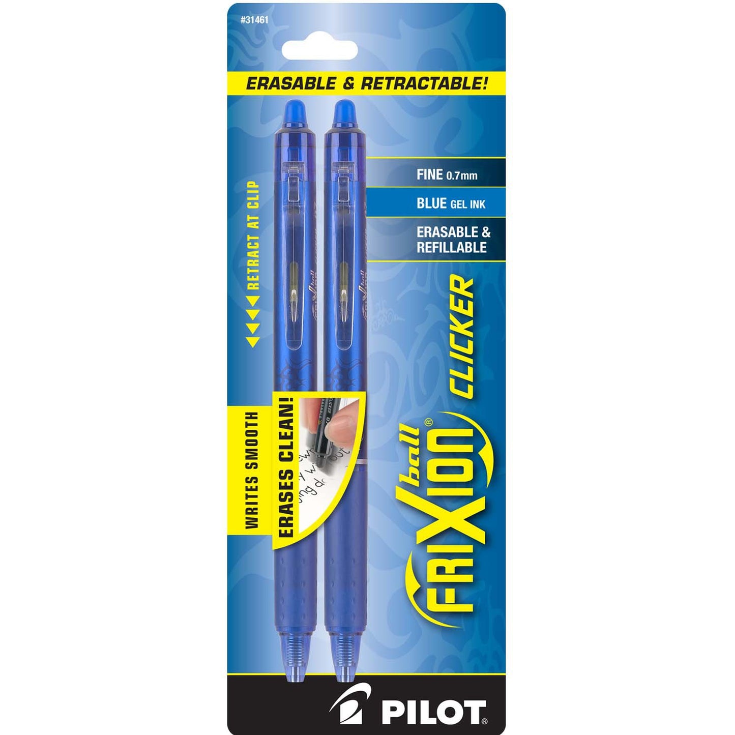 Pilot FriXion Clicker 0.7mm Erasable Gel Pens - Blue Ink
