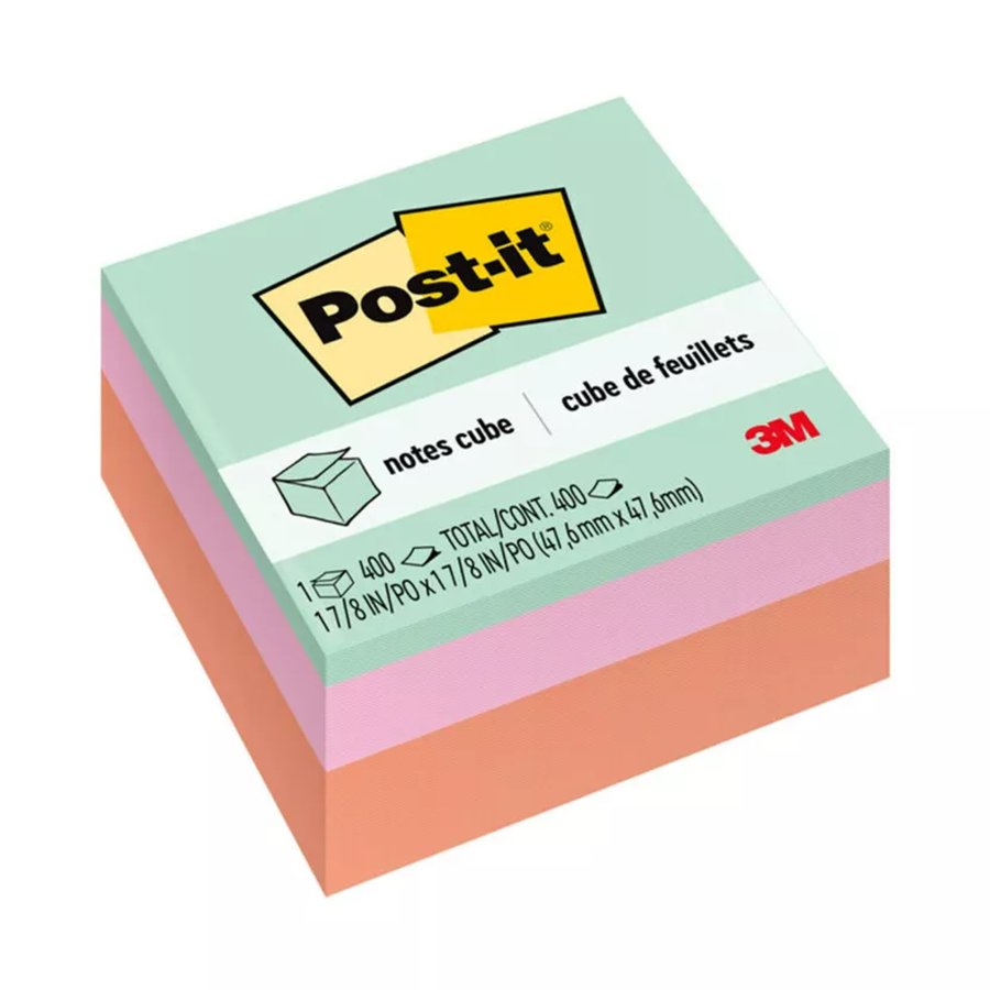 Post-it Cubed Sticky Notes - Assorted Pastels, 400 Ct