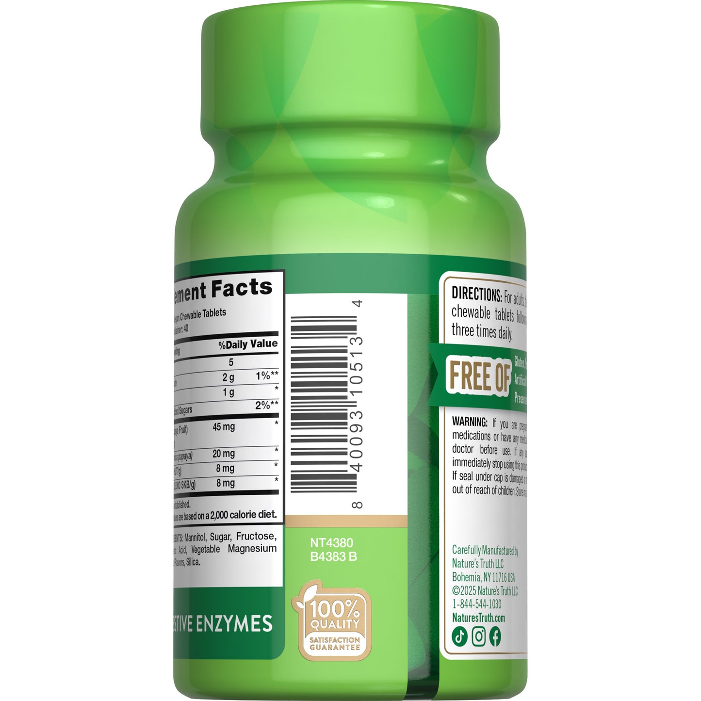 Nature's Truth Chewable Papaya Enzyme Tablets