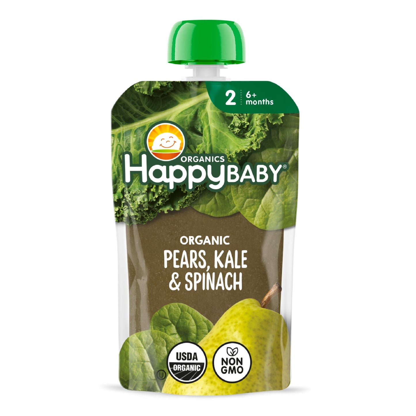 HappyBaby Organics Stage 2 Pouch - Pears Kale & Spinach
