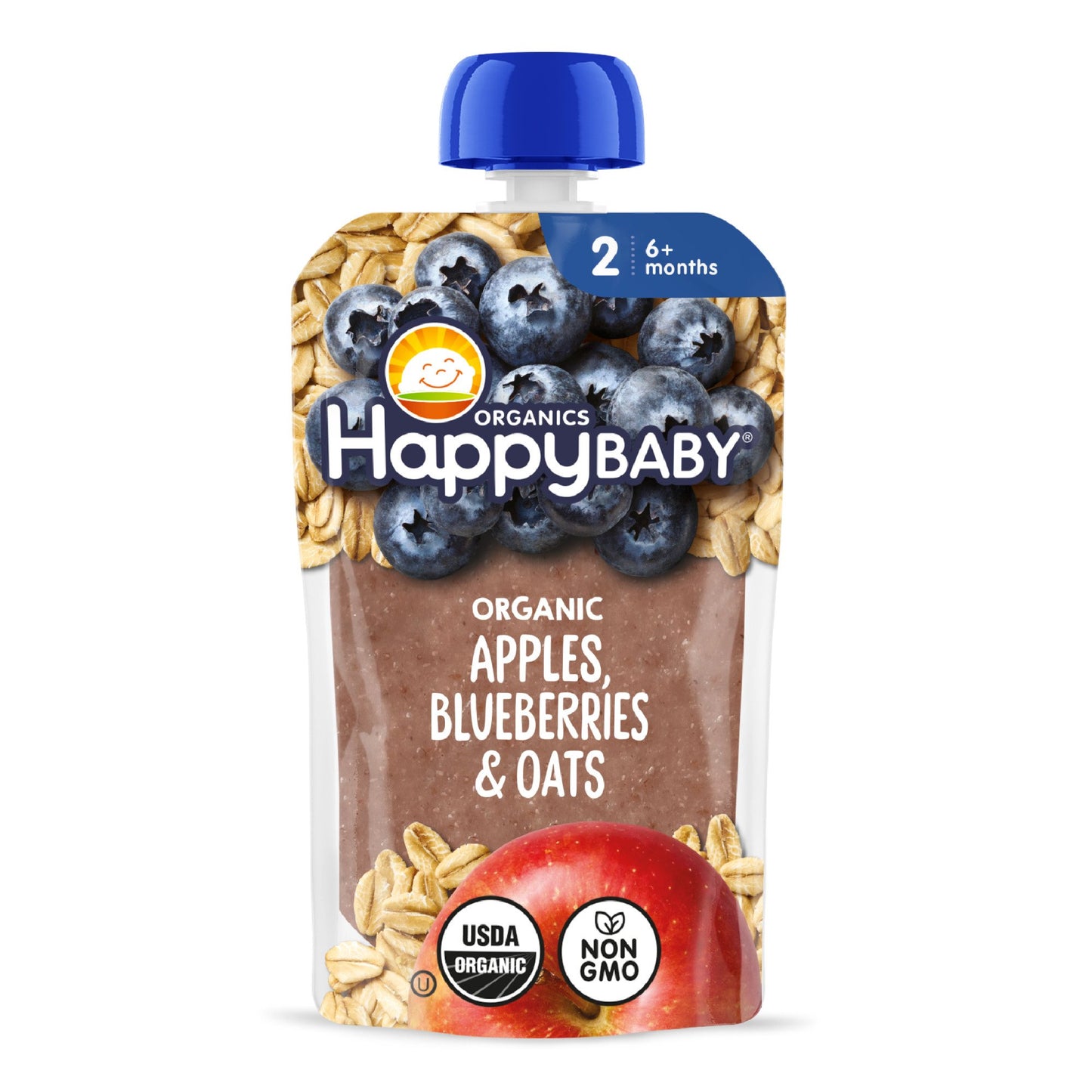 Happy Baby Organics Stage 2 Pouch - Apples Blueberries & Oats