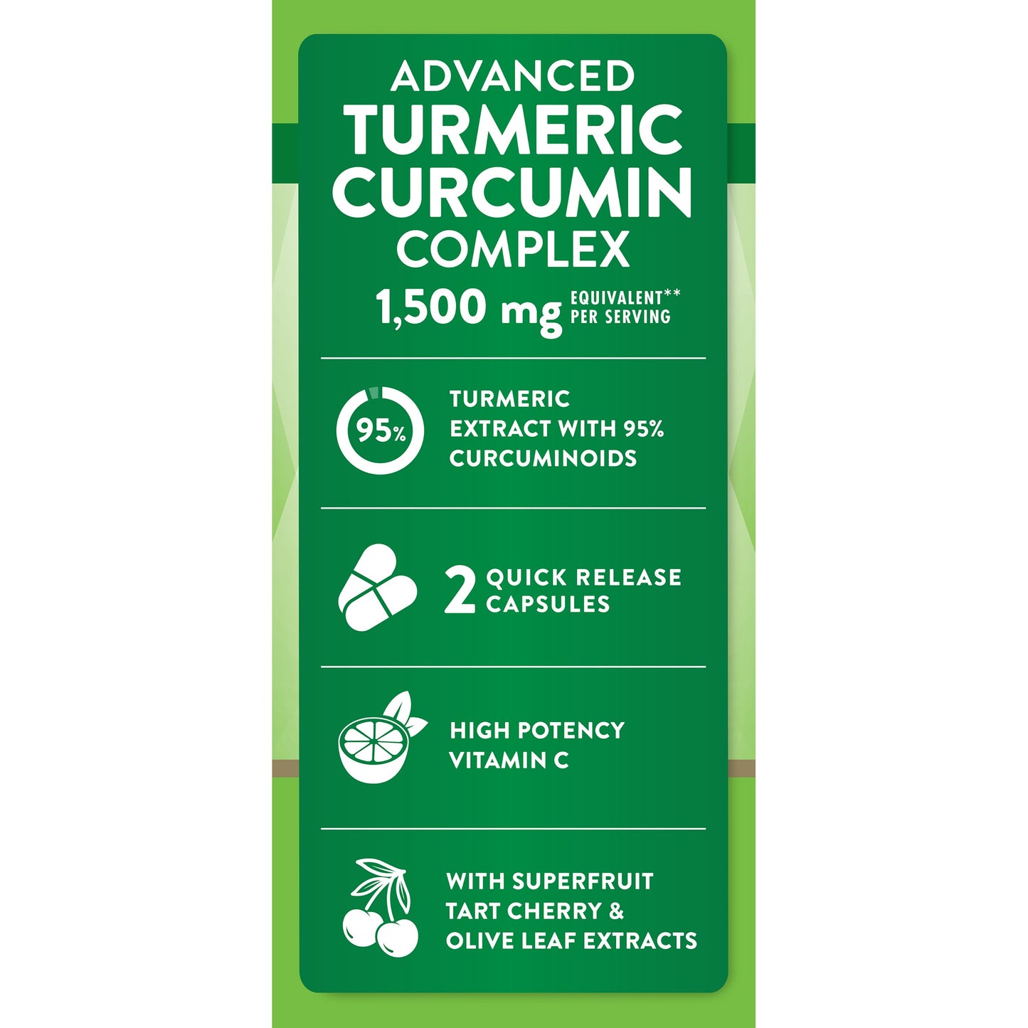 Nature's Truth Advanced Turmeric Curcumin Complex 1500mg Quick-Release Capsules