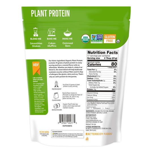 BetterBody Foods Organic 16g Plant Protein Powder