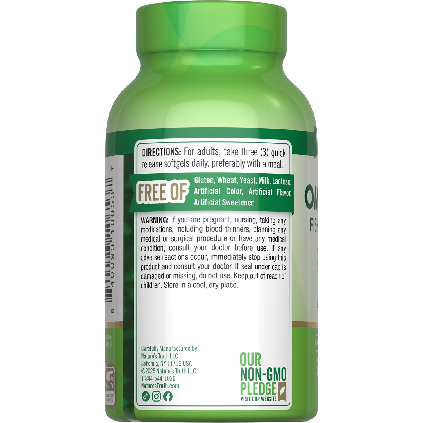 Nature's Truth Purified Triple Omega 3-6-9 Fish Flax Borage 3600 mg Softgels
