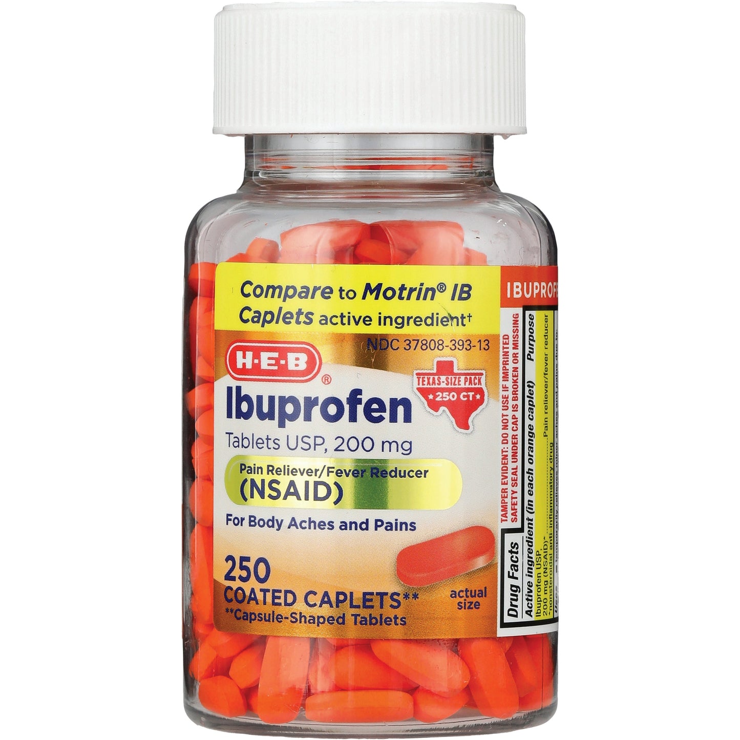 H-E-B Ibuprofen Pain Relief 200 mg Caplets - Texas-Size Pack