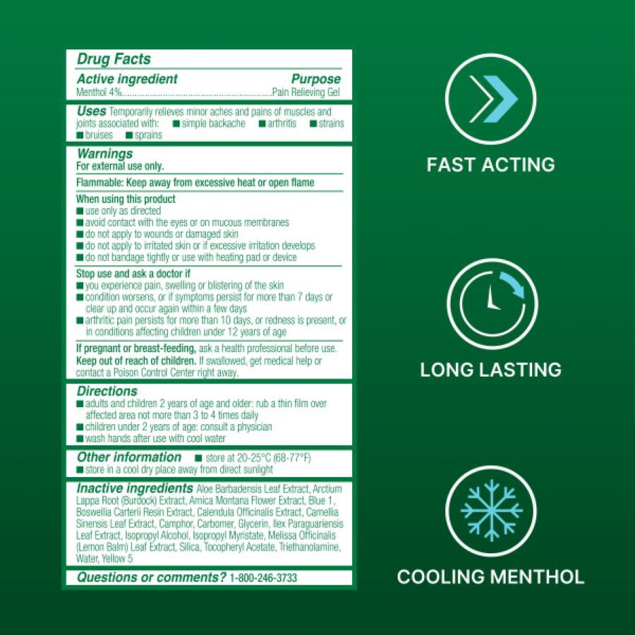 Biofreeze Menthol Pain Relief Gel