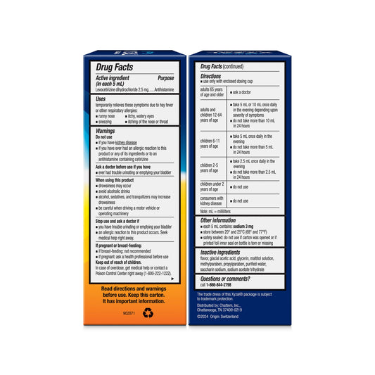 Xyzal Children's 24 Hour Allergy Relief Antihistamine Liquid - Bubble Gum