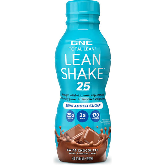 GNC Total Lean 25g Protein Zero Sugar Nutritional Shakes - Swiss Chocolate, 4 pk