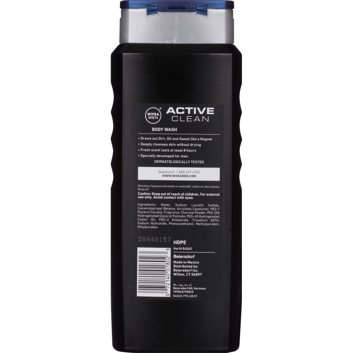NIVEA Men Active Clean Body Wash with Natural Charcoal