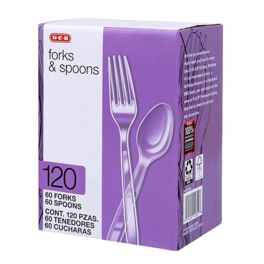 H-E-B Plastic Forks & Spoons Combo Pack - Clear