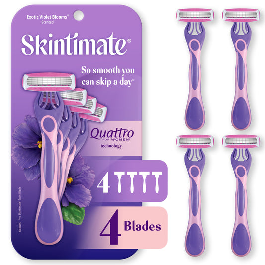 Skintimate Exotic Violet Blooms 4-Blade Disposable Razors
