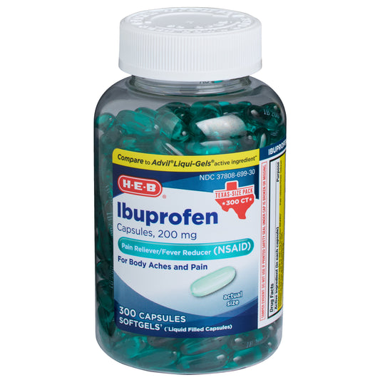 H-E-B Ibuprofen Pain Relief & Fever Reducer 200 mg Softgels
