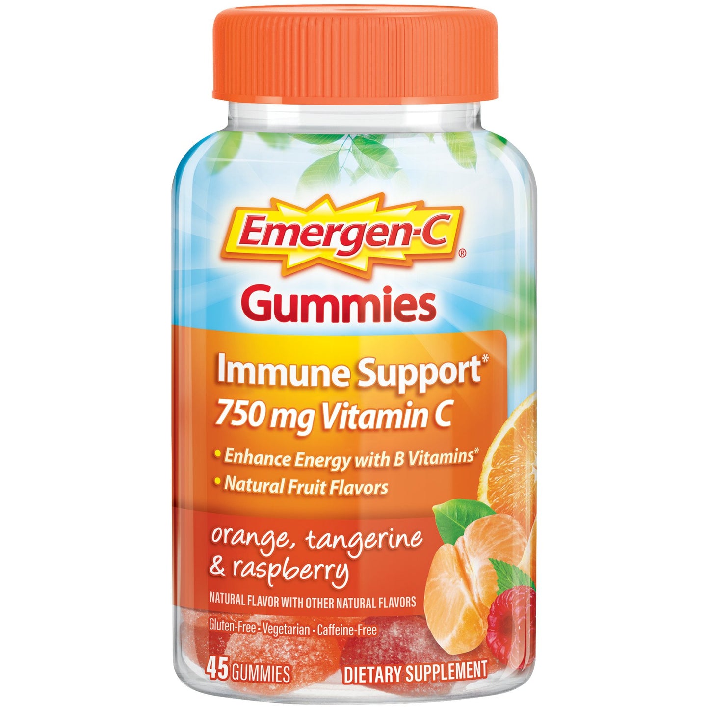 Emergen-C Gummies Vitamin C 750mg Immune Support (Orange, Tangerine and Raspberry Flavors), With B Vitamins, Gluten Free